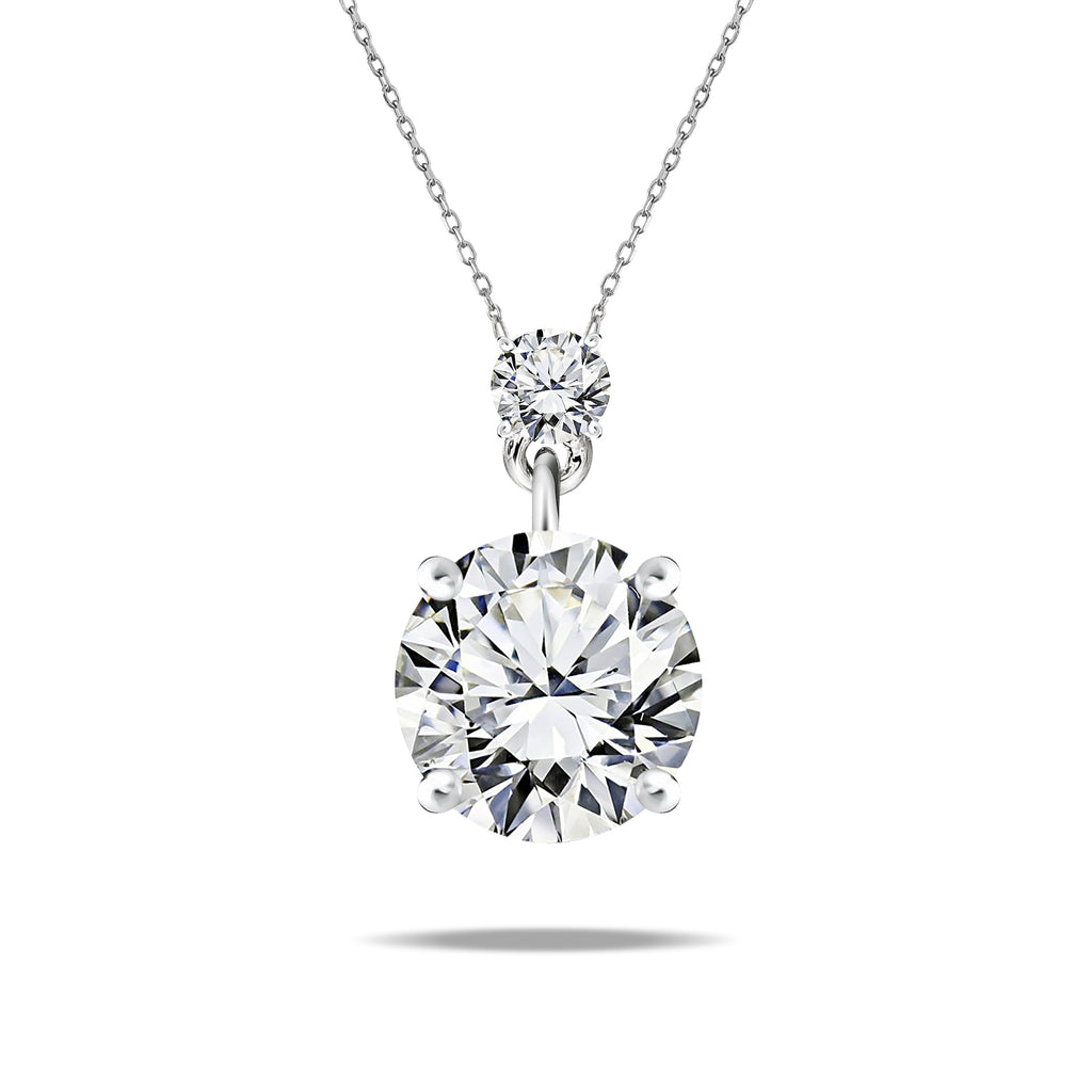 Stylish 1.5 Carat Double Round Cut Moissanite Pendant Necklace for Women in 18k White Gold over Silver
