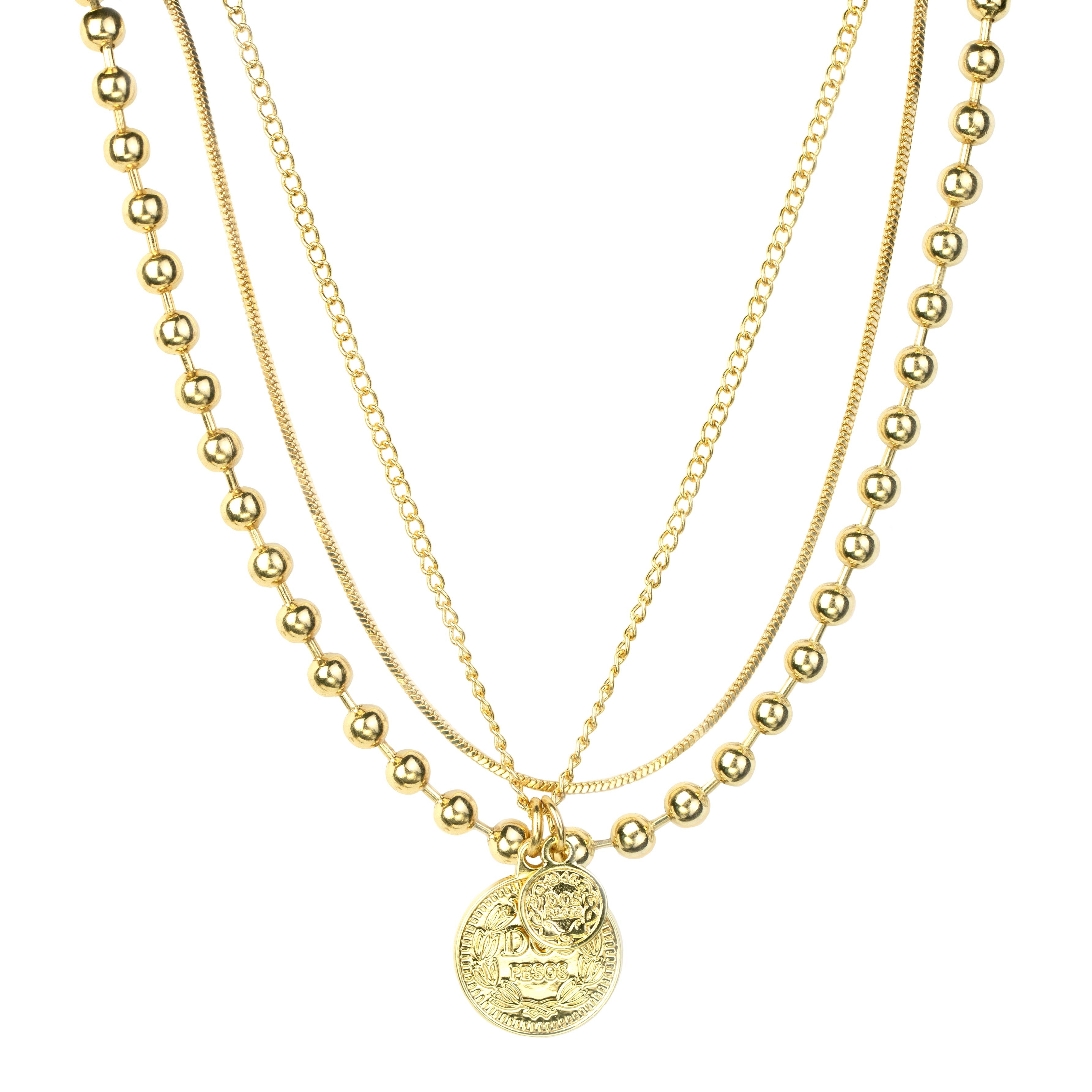 1945 Dos Pesos Coin Necklaces Mixed Chain Necklaces 18K Yellow