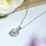 1 Carat Lab Diamond Milgrain Halo Pendant Necklace
