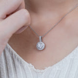 1 Carat Lab Diamond Milgrain Halo Pendant Necklace