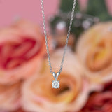 Solitaire 0.25 Carat Round Shape Certified Lab Diamond Pendant Necklace In 18K White Gold Plating Over Silver