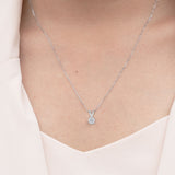 Solitaire 0.25 Carat Round Shape Certified Lab Diamond Pendant Necklace In 18K White Gold Plating Over Silver