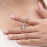 Solitaire 0.25 Carat Round Shape Certified Lab Diamond Pendant Necklace In 18K White Gold Plating Over Silver