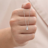 Solitaire 0.25 Carat Round Shape Certified Lab Diamond Pendant Necklace In 18K White Gold Plating Over Silver