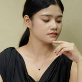 Beautiful 1 Carat Round Cut - Garnet - January Birthstone Solitaire Pendant Necklace in 18k White Gold over Silver, Female, Adult