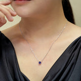 Beautiful 1 Carat Round Cut - Alexandrite - June Birthstone Solitaire Pendant Necklace in 18k White Gold over Silver, Female, Adult