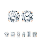 4 Prong 0.5 Carat Round Shaped Moissanite Solitaire Stud Earrings In 18K Rose Gold Plating Over Silver