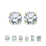 4 Prong 0.5 Carat Round Shaped Moissanite Solitaire Stud Earrings In 18K Rose Gold Plating Over Silver