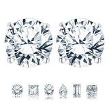 Moissanite 4 Prong Solitaire Stud Earrings
