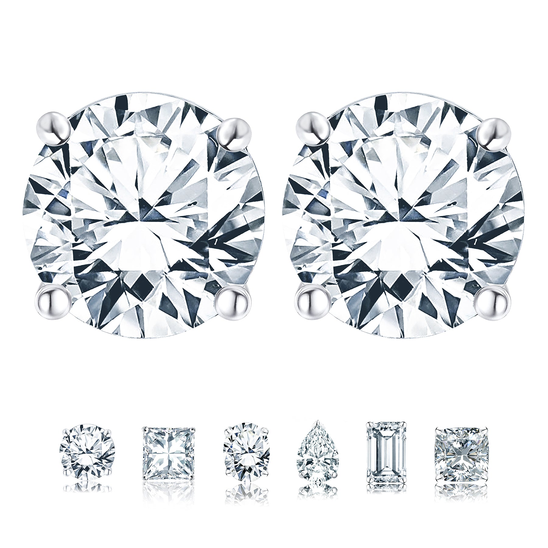 Moissanite 4 Prong Solitaire Stud Earrings