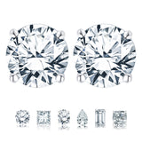 Certified 4 Prong 2 Carat Round Shaped Moissanite Solitaire Stud Earrings
