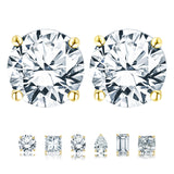 Certified 4 Prong 2 Carat Round Shaped Moissanite Solitaire Stud Earrings