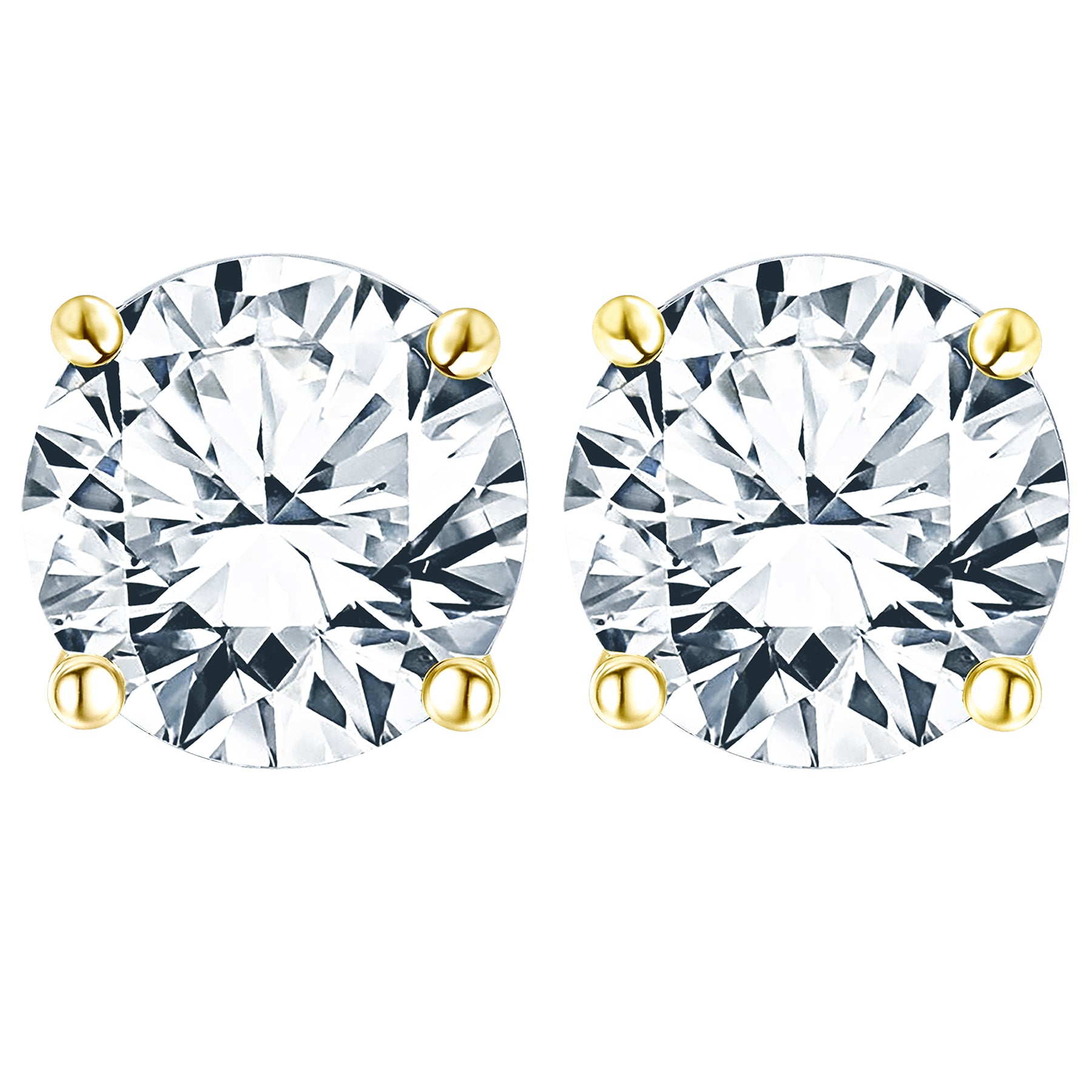 Certified 4 Prong 4 Carat Round Shaped Moissanite Solitaire Stud Earrings In 18K Rose Gold Plating Over Silver