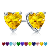 1.5 Carat Heart Cut Birthstone Solitaire Stud Earrings