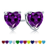 1.5 Carat Heart Cut Birthstone Solitaire Stud Earrings