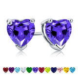 1.5 Carat Heart Cut Birthstone Solitaire Stud Earrings