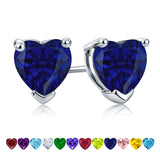 1.5 Carat Heart Cut Birthstone Solitaire Stud Earrings