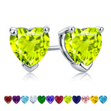 1.5 Carat Heart Cut Birthstone Solitaire Stud Earrings