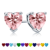 1.5 Carat Heart Cut Birthstone Solitaire Stud Earrings