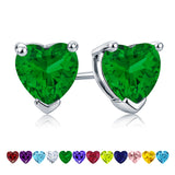 Gorgeous 1.5 Carat Heart Cut - Emerald - May Birthstone Solitaire Stud Earrings in 18K  Gold Plating for Women