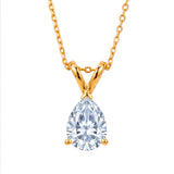 1/2 Carat Oval/Pear Shape Moissanite - Classic Pendant Necklace - 18K Gold Plating for Women
