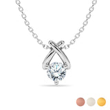 Solitaire 0.33 Carat Round Cut  Lab Diamond Criss Cross Necklace