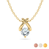 Solitaire 0.33 Carat Round Cut  Lab Diamond Criss Cross Necklace