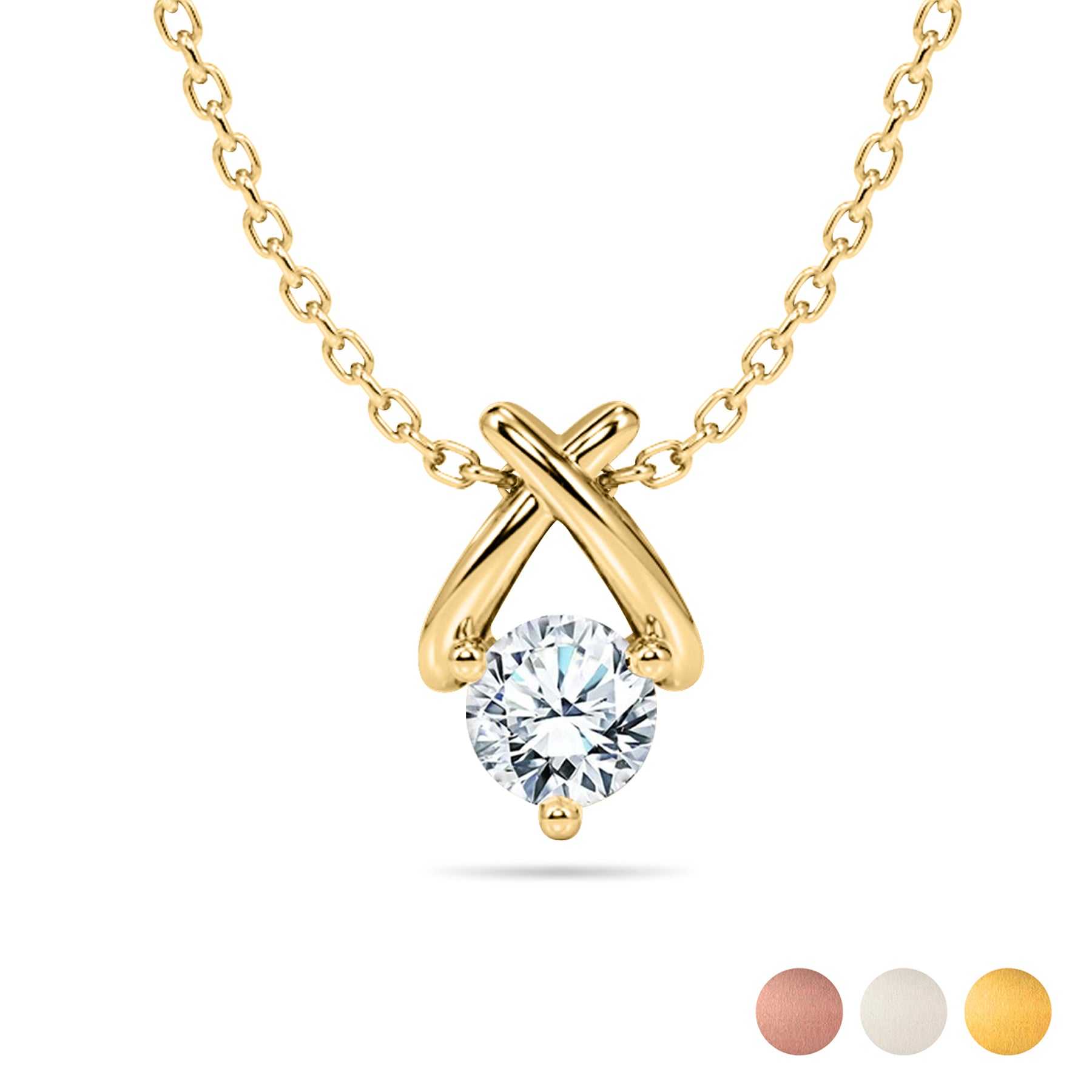 Solitaire 0.33 Carat Round Cut  Lab Diamond Criss Cross Necklace