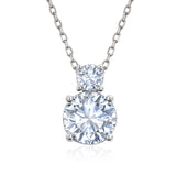 3.25 Carat Cubic Zirconia April Birthstone - Round and Pear Cut Dangle Pendant Necklace in 18k White Gold Plated for Women