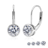 Lab Diamond Bezel Set Leverback Drop Earrings