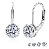 Lab Diamond Bezel Set Leverback Drop Earrings