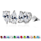 2.5 Carat Pear Cut Birthstone Two Stone Stud Earrings