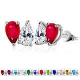 2.5 Carat Pear Cut Birthstone Two Stone Stud Earrings