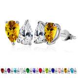 2.5 Carat Pear Cut Birthstone Two Stone Stud Earrings
