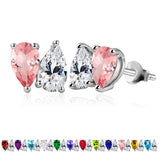 2.5 Carat Pear Cut Birthstone Two Stone Stud Earrings
