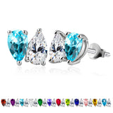 2.5 Carat Pear Cut Birthstone Two Stone Stud Earrings