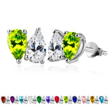 2.5 Carat Pear Cut Birthstone Two Stone Stud Earrings