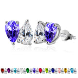 2.5 Carat Pear Cut Birthstone Two Stone Stud Earrings