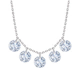 5-Stone Round Cut Cubic Zirconia Station Necklace for Women, Cascading Drop Pendant Necklace in 18K White Gold Plating, Everyday Jewelry Gift