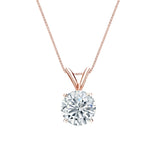 Certified - 2 Carat Round Cut Moissanite Brilliant Pendant Necklace - 18K Yellow Gold Plating Over Silver