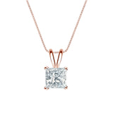 Certified - 2 Carat Princess Cut Moissanite - Simple Pendant Necklace - 18K White Gold Plating Over Silver