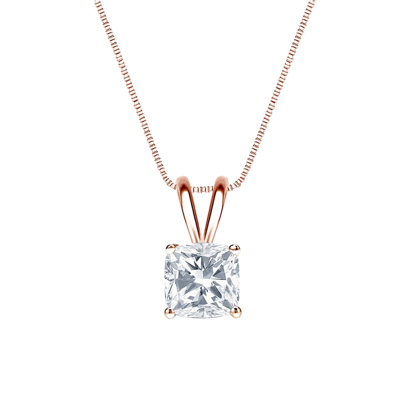 Certified - 2 Carat Cushion Cut Moissanite - Adorable Pendant Necklace - 18K Yellow Gold Plating Over Silver