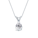 Certified - 2 Carat Pear Cut Moissanite - Elegant Pendant Necklace - 18K Yellow Gold Plating Over Silver