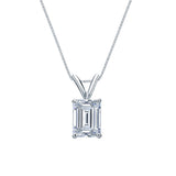Certified - 2 Carat Emerald Cut Moissanite - Charming Pendant Necklace - 18K Yellow Gold Plating Over Silver