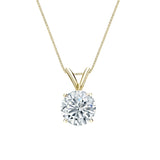 Certified - 2 Carat Round Cut Moissanite Brilliant Pendant Necklace - 18K Yellow Gold Plating Over Silver