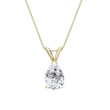 Certified - 2 Carat Pear Cut Moissanite - Elegant Pendant Necklace - 18K Yellow Gold Plating Over Silver