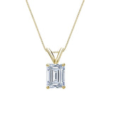Certified - 2 Carat Emerald Cut Moissanite - Charming Pendant Necklace - 18K Yellow Gold Plating Over Silver