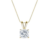 Certified - 2 Carat Cushion Cut Moissanite - Adorable Pendant Necklace - 18K Yellow Gold Plating Over Silver