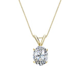 Certified - 2 Carat Oval Shape Moissanite - Classic Pendant Necklace - 18K Yellow Gold Plating Over Silver