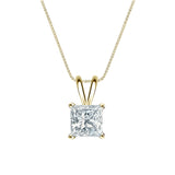 Certified - 2 Carat Princess Cut Moissanite - Simple Pendant Necklace - 18K White Gold Plating Over Silver